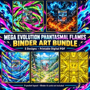 Mega Charizard X | Extented Binder Art | Phantasmal Flames Bundle, 5 Printable Designs, PDF