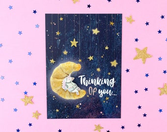 Thinking Of You postcard with gold foil details