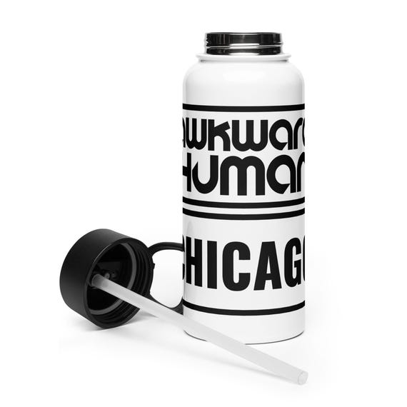 Awkward H2O - Stainless steel water bottle with a straw lid