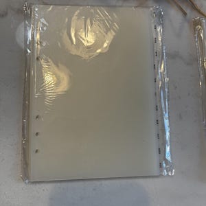 May include: A set of translucent white planner dividers enclosed in clear plastic packaging. The dividers feature six punched holes along the left edge and side tabs labeled with the months of the year from JAN through DEC in black text.