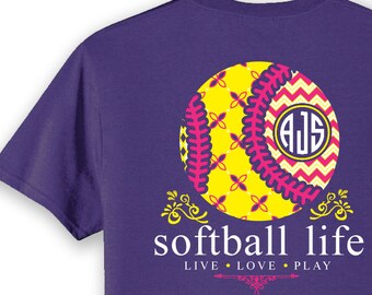 OFFICIAL TM SOFTBALL Life™ Custom Monogram T-Shirt Softball Shirt Softball T