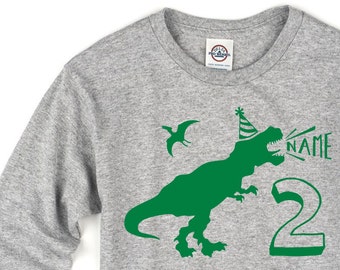 Partysaurus Rex Long Sleeve Dinosaur Custom Party Shirt with Name