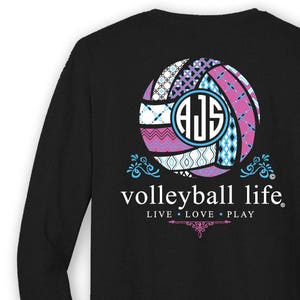 OFFICIAL TM Volleyball Life™ BLUE Custom Monogram Long Sleeve T-shirt ...