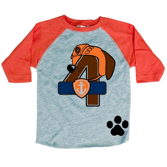 Paw Patrol Inspired Birthday Shirt SEARCH DOG ORANGE Raglan with Custom Back Zuma Birthday Shirt Paw Patrol Shirt Paw Patrol Birthday Shirt