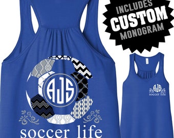 OFFICIAL TM Soccer Life™ TEAM Colors Custom Monogram Tank Soccer Shirt Soccer Tank