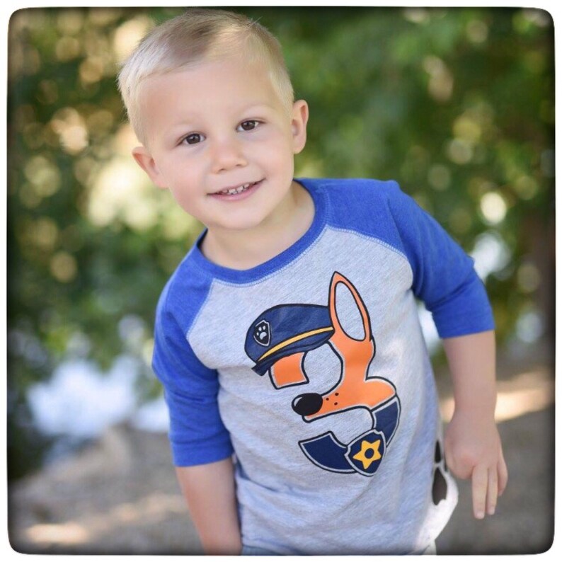 Paw Patrol Inspired Birthday Shirt POLICE DOG© BLUE Raglan Etsy