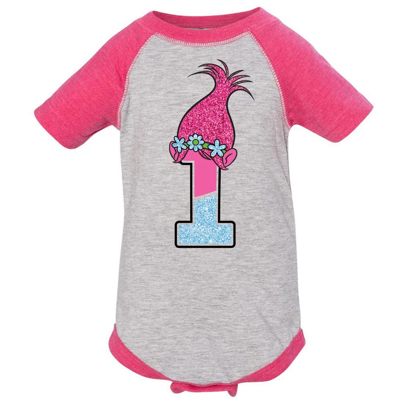 GLITTER Custom TROLLS Birthday Shirt GLITTER Raglan With Name Etsy