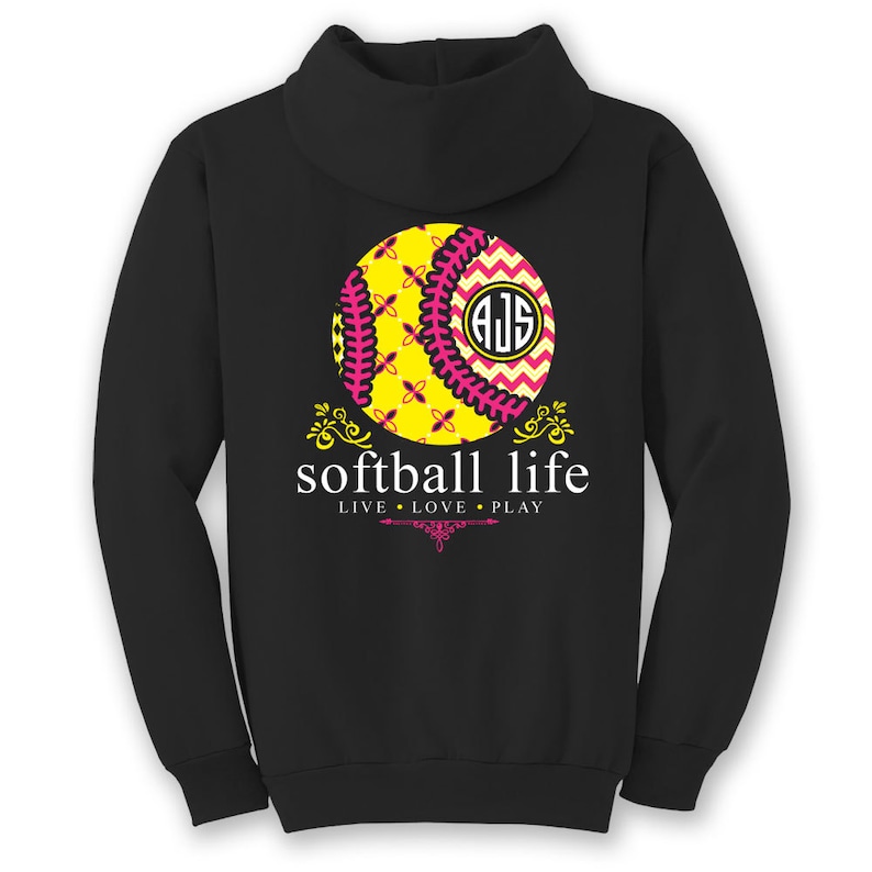 OFFICIAL TM SOFTBALL Life™ Custom Monogram Hoodie Softball Etsy