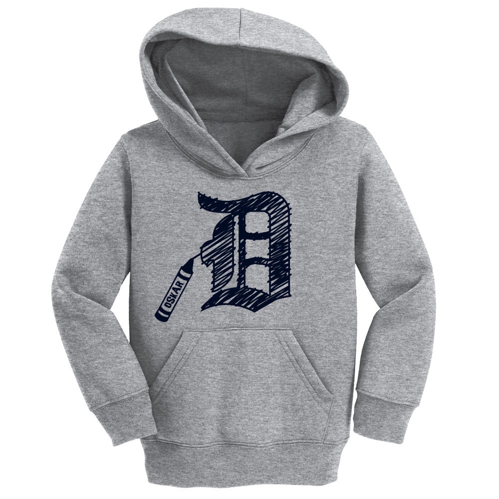 Detroit D Crayon Hoodie With Custom Name Detroit Tigers 