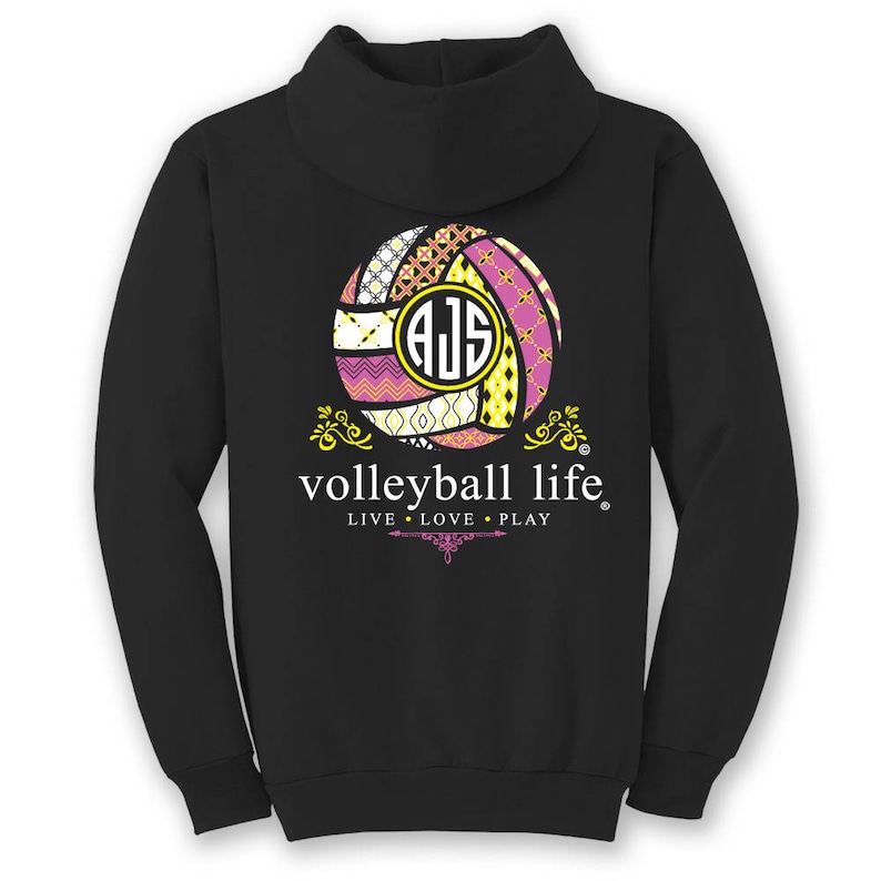 OFFICIAL TM Volleyball Life™ YELLOW Custom Monogram Hoodie - Etsy