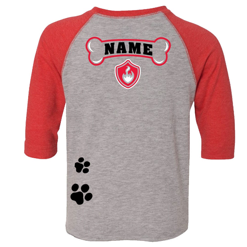 Paw Patrol Inspired Birthday Shirt FIREFIGHTER DOG© RED Raglan | Etsy