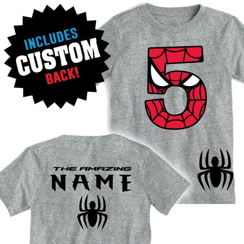 Spider Birthday Shirt T-SHIRT with Custom Name Spider Birthday image 2