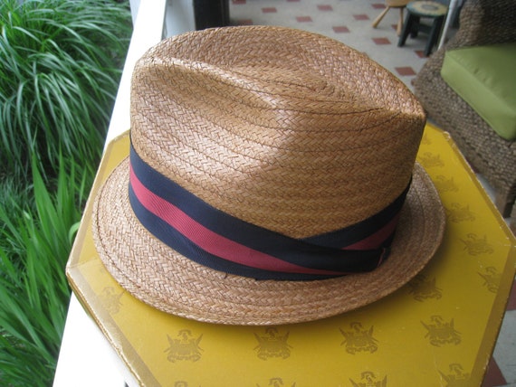 Vintage 1960s "Knox" Fine Straw Fedora with Origi… - image 3