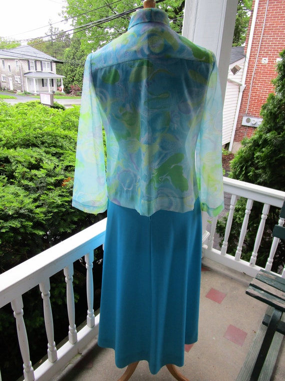 Vintage 1960s "Lesley Fay" Turquoise Dress - image 3