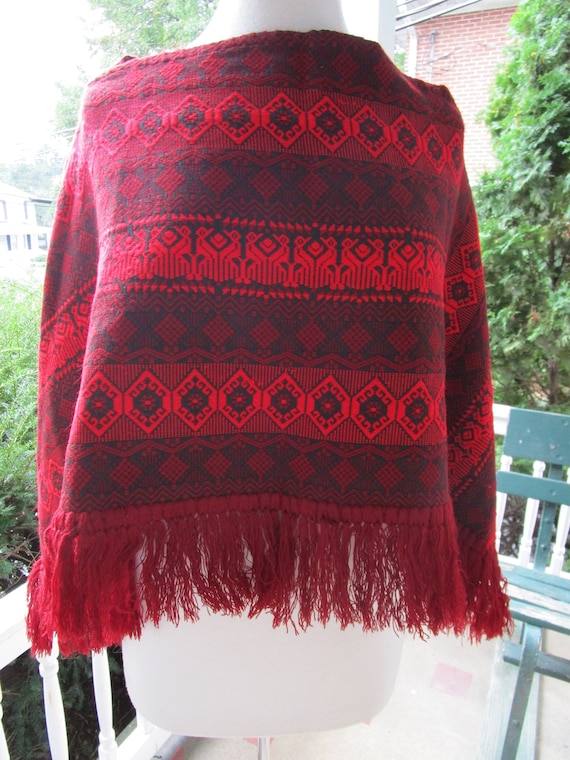 Hand Woven Wool Blend Cape/Poncho