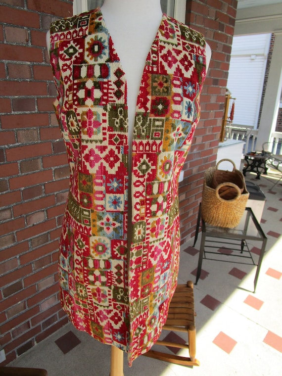 Vintage 1960s Ladies Long Tapestry Vest