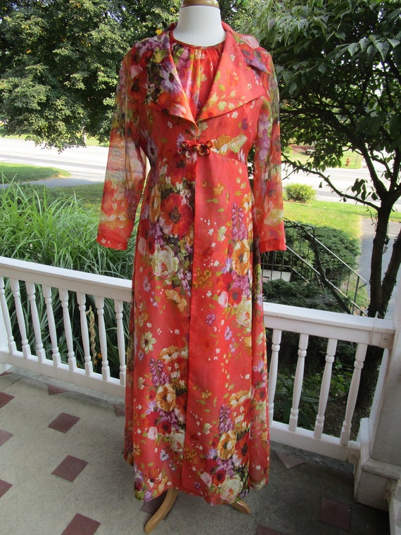 1960s Ladies Long Cotton Voile 2pc. Dress