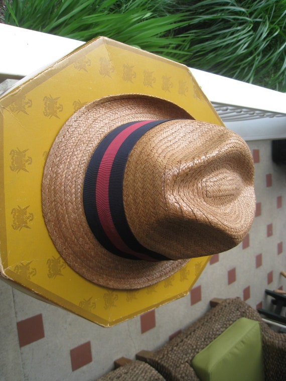 Vintage 1960s "Knox" Fine Straw Fedora with Origi… - image 2