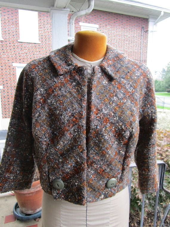 Vintage Women's Wool Tweed Cropped Jacket