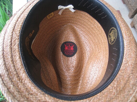 Vintage 1960s "Knox" Fine Straw Fedora with Origi… - image 4