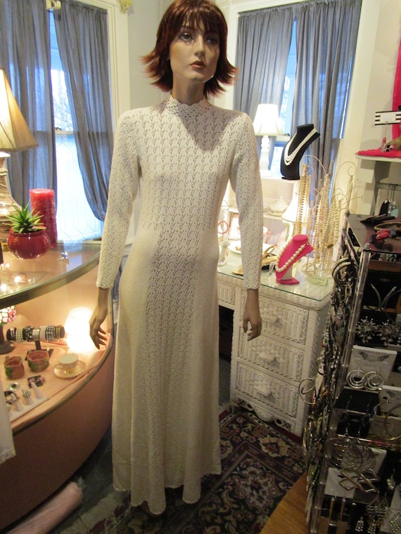 Long White Cotton Knit Dress