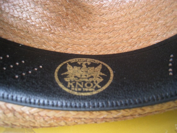 Vintage 1960s "Knox" Fine Straw Fedora with Origi… - image 5