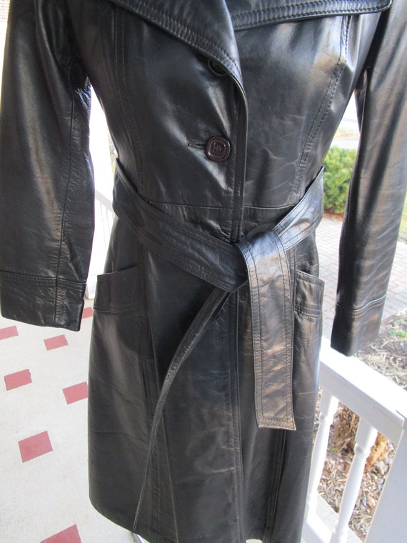 Vintage 1970s Ladies "Olympic USA" Black Leather … - image 2