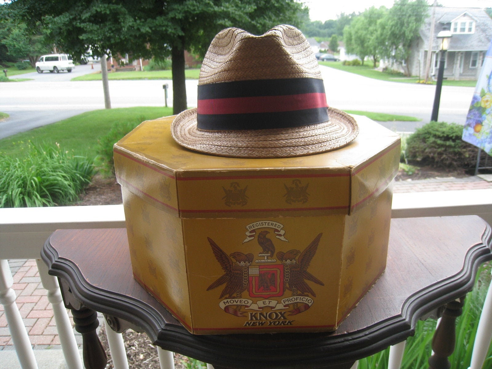 Vintage 1960s knox Fine Straw Fedora With Original Box Vintage 1960s knox Fine Straw Fedora With Original Box