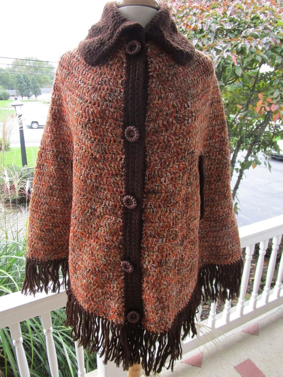 1960s Hand Knit Wool Cape