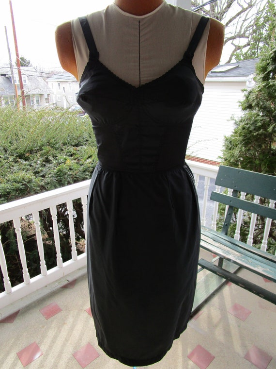 1960s Kayser Black Slip with Bra Top