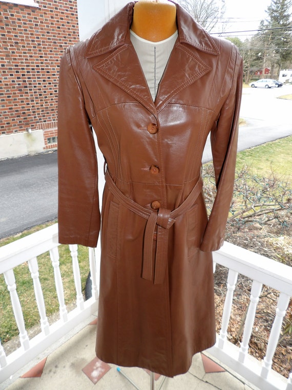 Vintage 1970's Ladies Brown Leather Coat