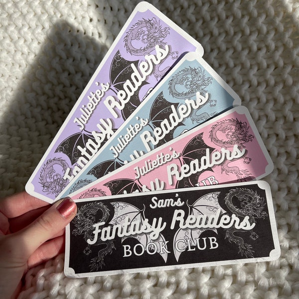 Custom Fantasy Readers Book Club Bookmark- Personalize / Your name / Perfect gift for book lovers / fantasy / Pink / Black / Blue / Purple