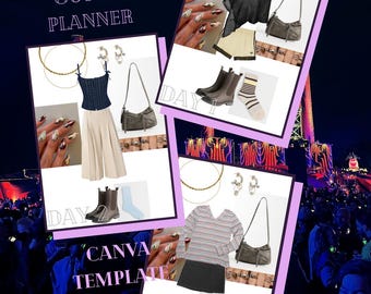 Outfitplanner voor een 3-daags festival | Bewerkbare Canva-sjabloon (digitale download)