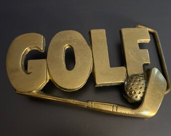 Bold Letters “GOLF” Belt Buckle Solid Brass