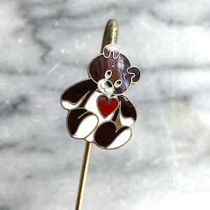 vintage bear brass and cloisonné bookmark