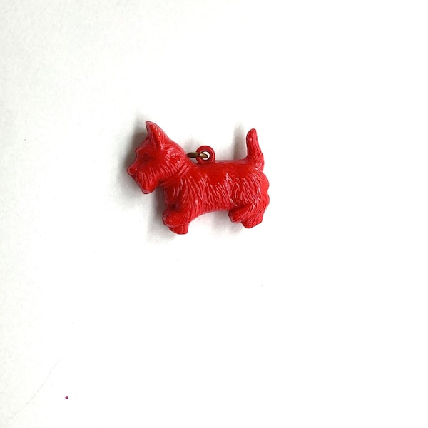 vintage cracker jack red scotty dog charm