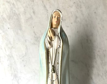 vintage chalkware madonna mary plaster our lady of fatima statue