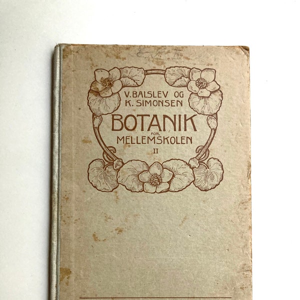 antique illustrated danish botany book for middle school botanik for mellemskolen, balslev og n, emne: biologi og