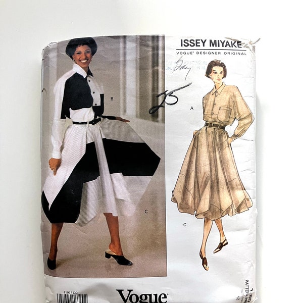 vintage uncut vogue pattern 1160 designer issey miyake size 12