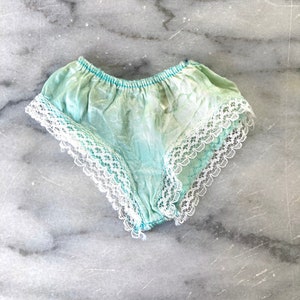 vintage blue faded mermaid colored lace trimmed doll undies panties underwear