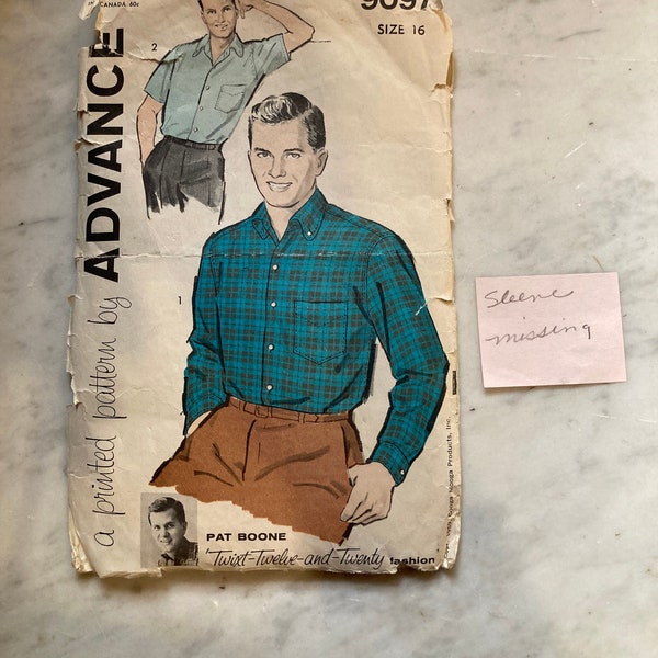 men's vintage pat boone advance pattern 9097