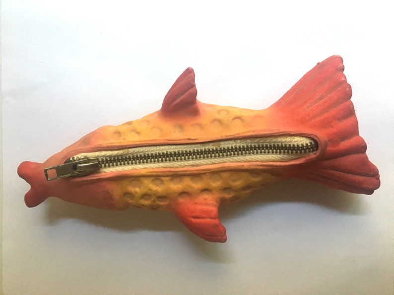 vintage rubber fish coin purse with zipper