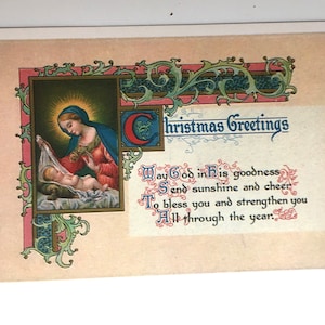 vintage christmas postcard of madonna and child (reproduction)