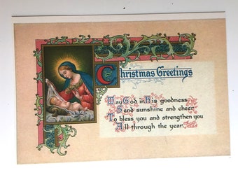 vintage christmas postcard of madonna and child (reproduction)