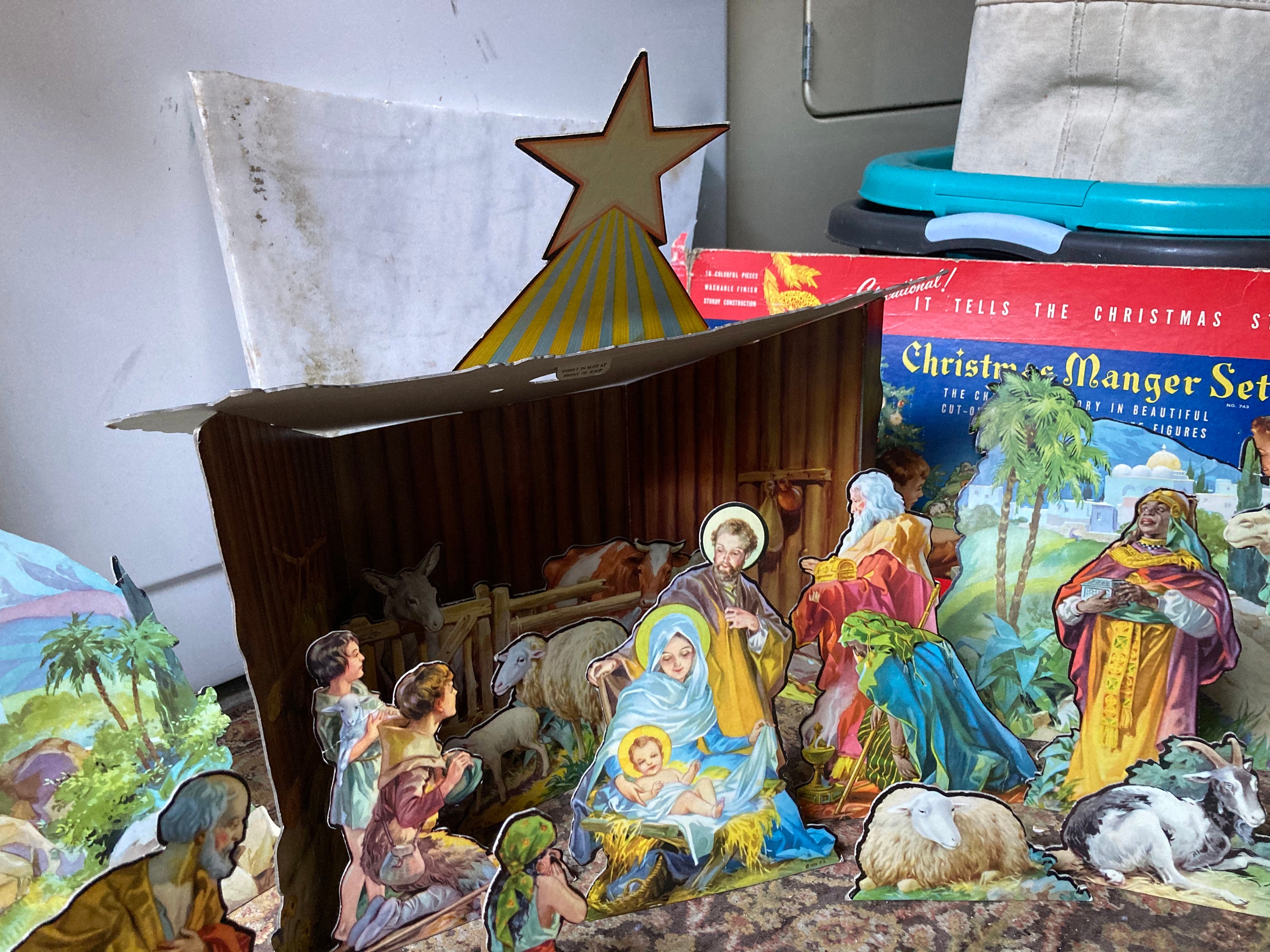 Vintage 50s christmas nativity scene birth of jesus cardboard Etsy