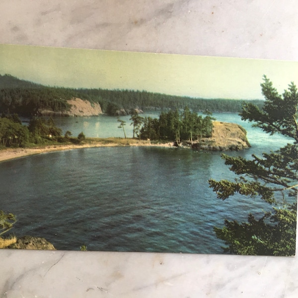 vintage postcard of northwest rosario beach, puget sound in a 76 gas advertisement