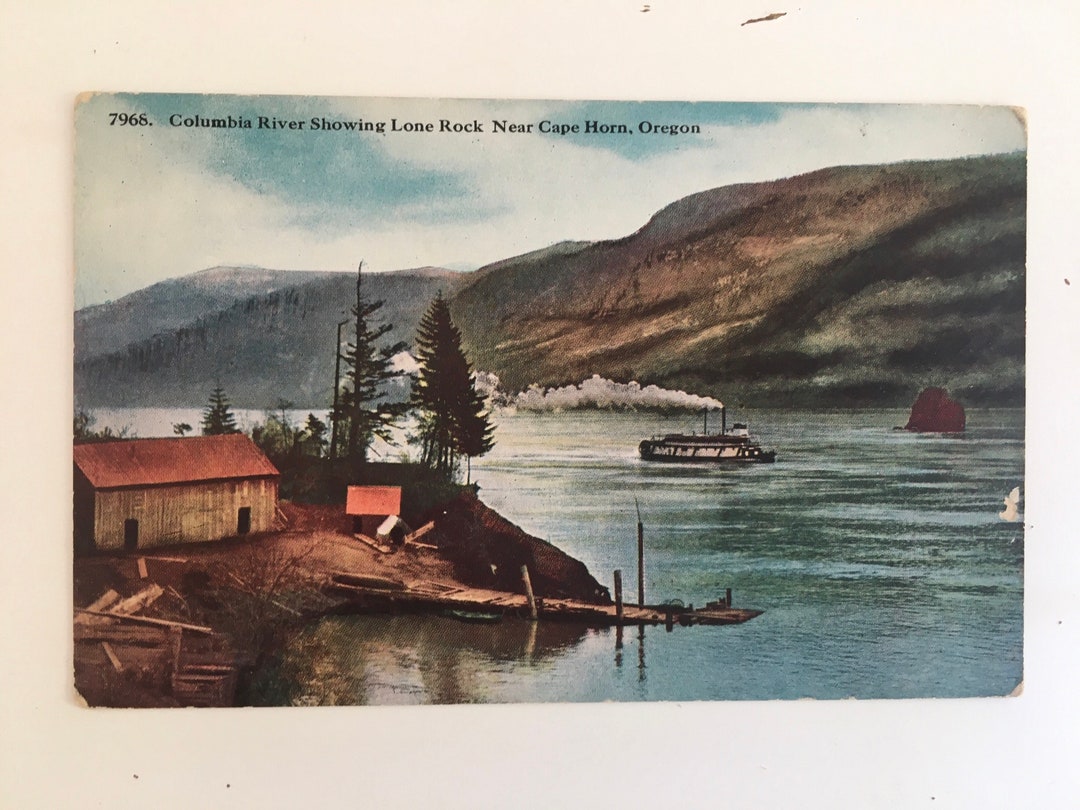 Columbia Lone Rock Lone Rock in Columbia River Washington WA UNP 1910s DB  main image 3
