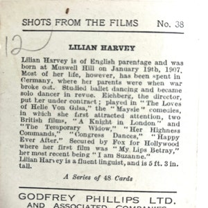 Vintage 1930’s Godfrey Phillips Shots From the Films Tobacco Lilian