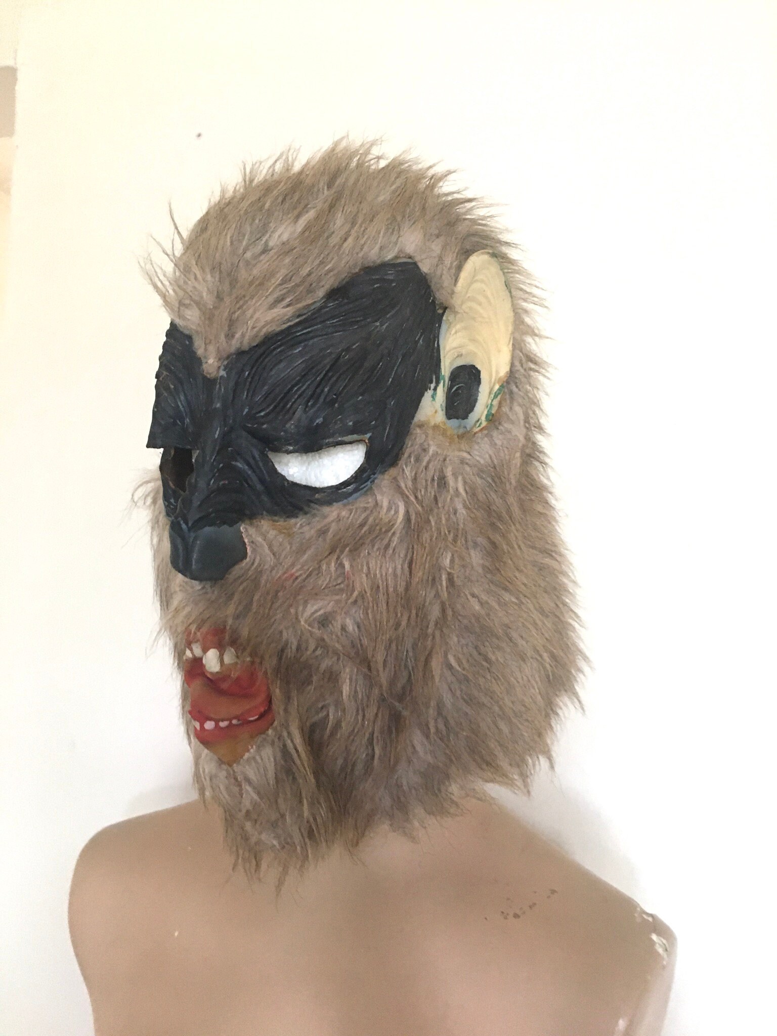 Vintage wolfman mask with faux fur and brittle latex rubber Etsy