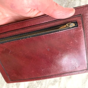 vintage camel colored honey leather clutch zippered pouch